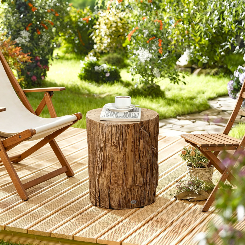 Tree Stump Stool, Decorative Side Table with Round Tabletop, with Wood Grain Finish,Natural