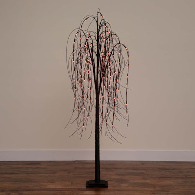 6ft. Pre-Lit Halloween Black Willow Artificial Fall Tree with 160 Orange and Purple LED Lights