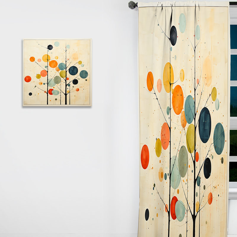 Beige Mid Century Minimalist Masterpiece - Minimalism Curtain - Velvet Room Darkening - 1 Panel, 52" W x 108" L