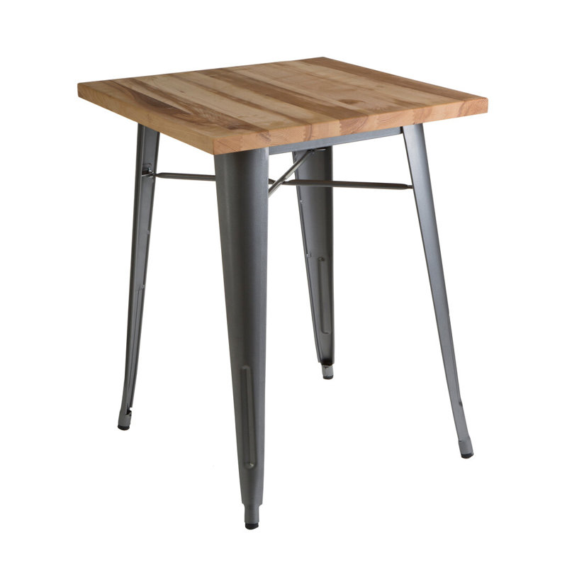 Solid Wood End Table, Natural Wood, Grey