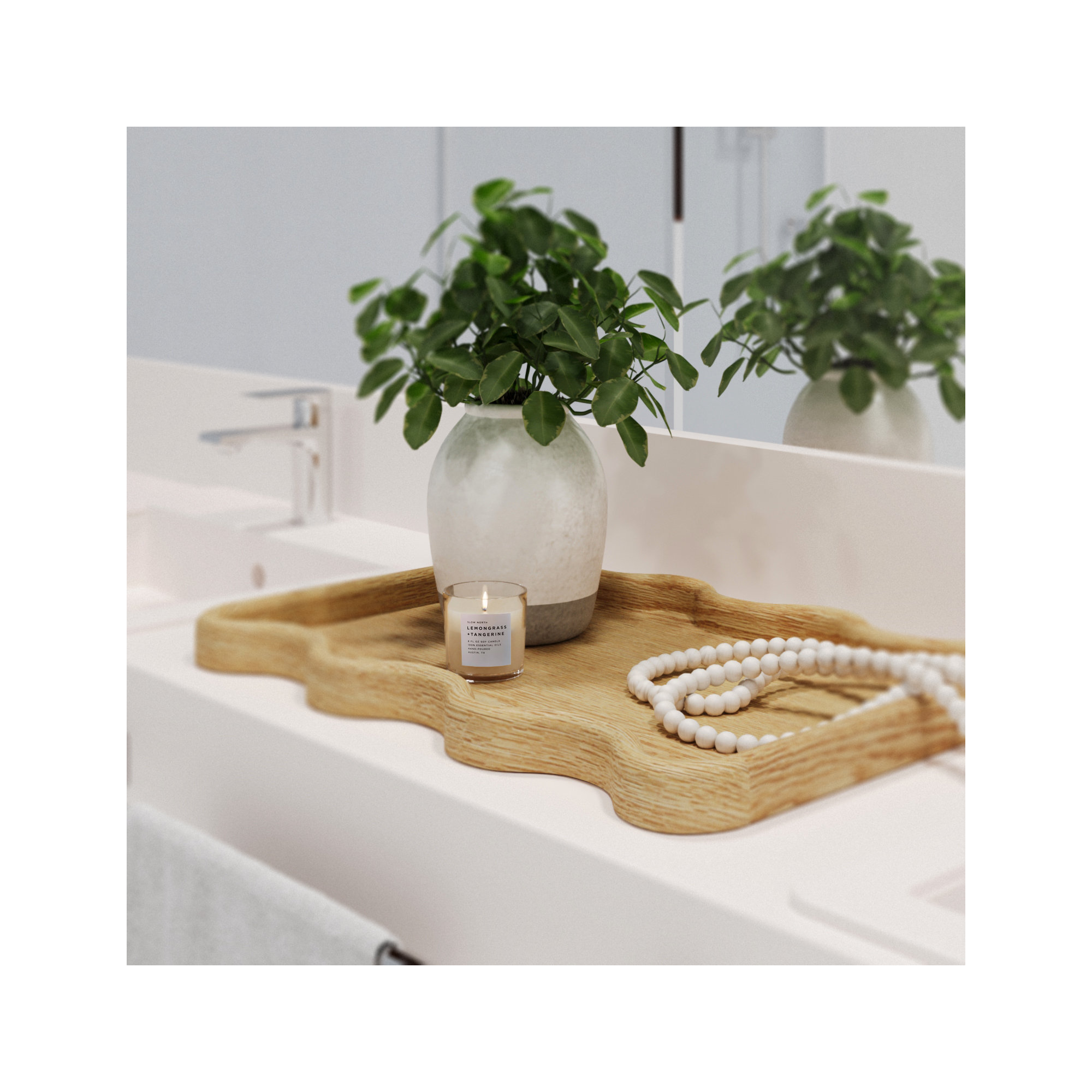 Almandine Solid Wood Tray - Set of 1, Brown, 1.5" H x 19.25" W x 13.1" D