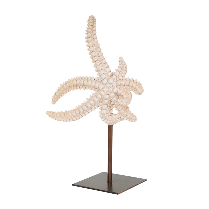 Sculpture Diantha en forme d'étoile de mer texturée rose avec support en cuivre