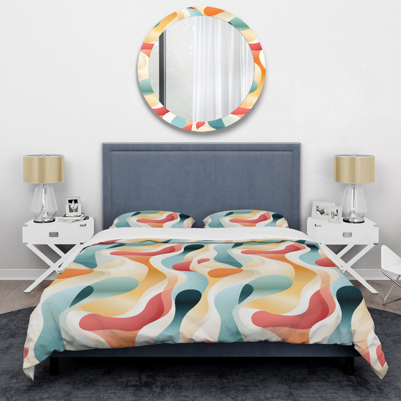 Ensemble de housse de couette Abstract Contemporary Neutrals, Housse de couette pour grand lit et 2 taies décor