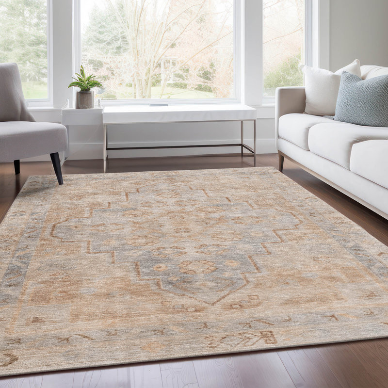 Tapis cuivre intérieur / extérieur lavable à la machine Xhevrie, Rectangle 9 pi x 12 pi
