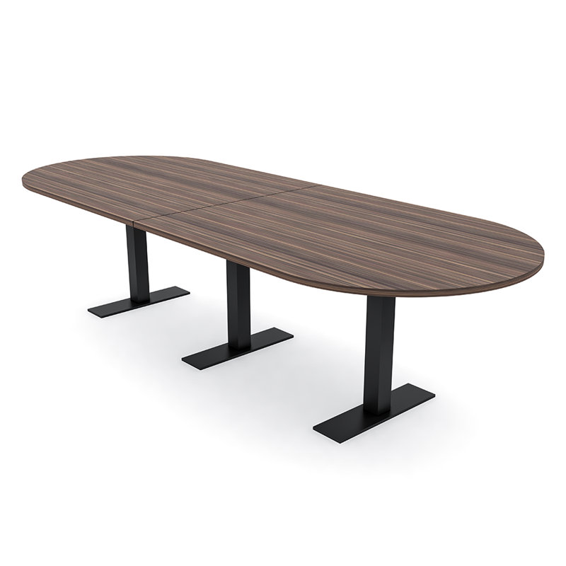 Table de conférence Parinka, Noir mat, Eucalyptus naturel, L 144 po x l 48 po