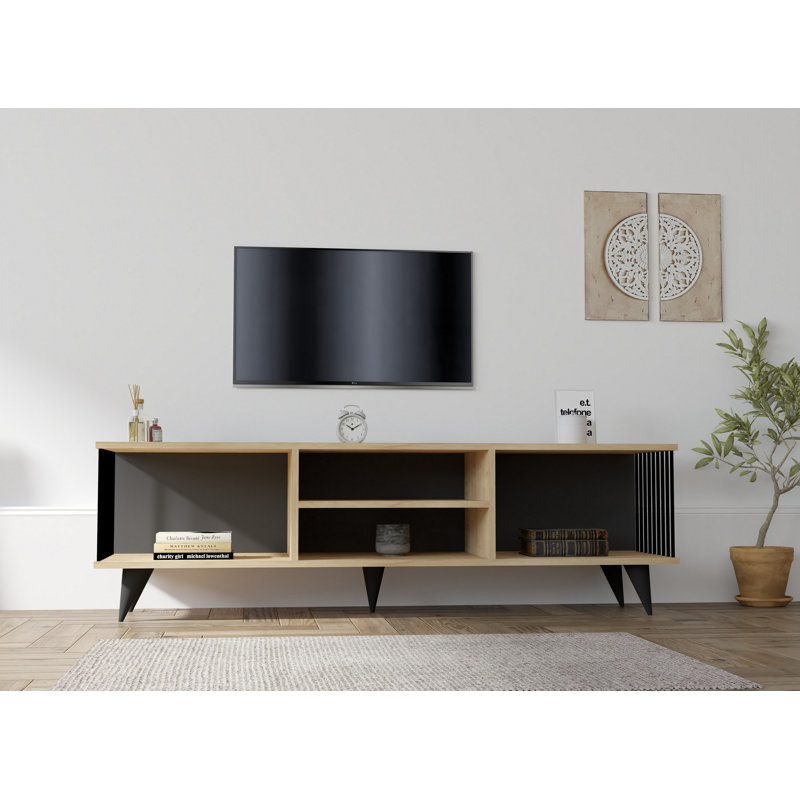 Stylish TV Stand with Numerous Shelves, Sapphire Color, 63.0 x 19.1 x 15.7 inches | 100% Melamine Coated Particle Board, Thickness: 0.7 inches | Perfect for Living Room & Entertainment Spaces, Sleek & Functional Design
