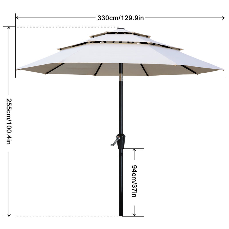 Parasols de patio à 3 niveaux Miqdad par Arlmont & Co., Beige clair, H 100,4 po x l 132 po x P 132 po