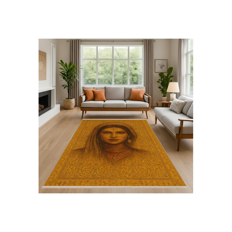 Tapis orange tissé lavable Mosso, 4'11" x 9'10"