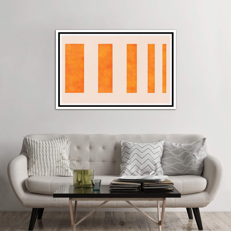 " Orange Levies ", White Framed Canvas, 40" H x 60" W x 1.5" D