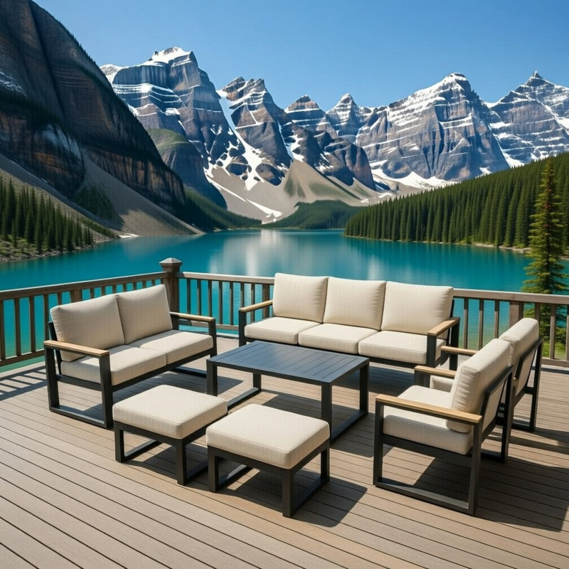 Ensemble de meubles de patio toutes saisons en aluminium 7 pièces Ultra