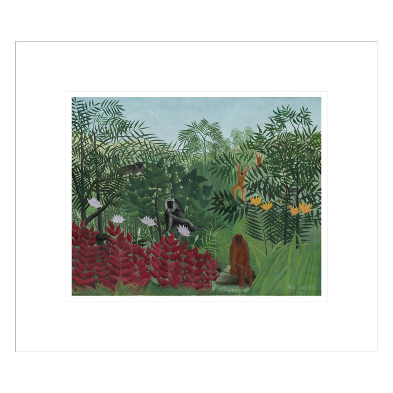 «Tropical Forest with Monkeys» par Henri Rousseau, impression giclée sur cadre, H 13,75 po x l 15,82 po
