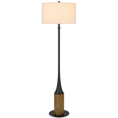 Lampe sur pied Winslow en métal, chêne gris anthracite, 151 cm de hauteur, ampoule à 3 intensités, 150 W, abat-jour cylindrique