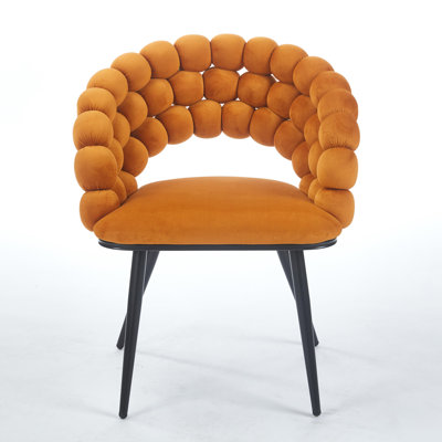 Modern Chair(Set Of 2 ) With Iron Tube Legs,  Soft Cushions And Comfortable Backrest, Suitable For Dining Room, Living Room, Cafe,Hairball Back