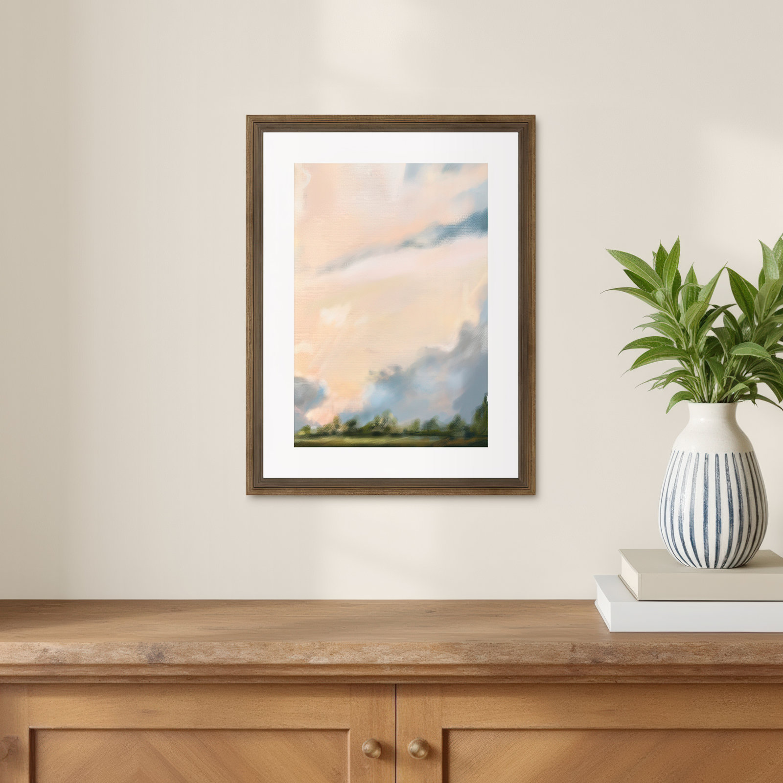 Miraval "Cloud II" Print by Mary Sparrow, 13" W x 17" H x 2" D, Bronze Framed