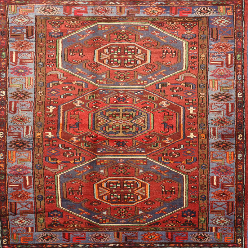Tapis rouge / brun Southwestern, Carré de 6 pi