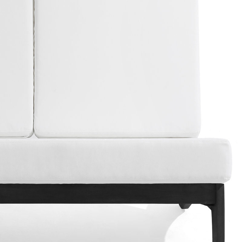 Polett Solid Wood Group Outdoor Conversation Set With Loveseat And Side Table, Beige, Black