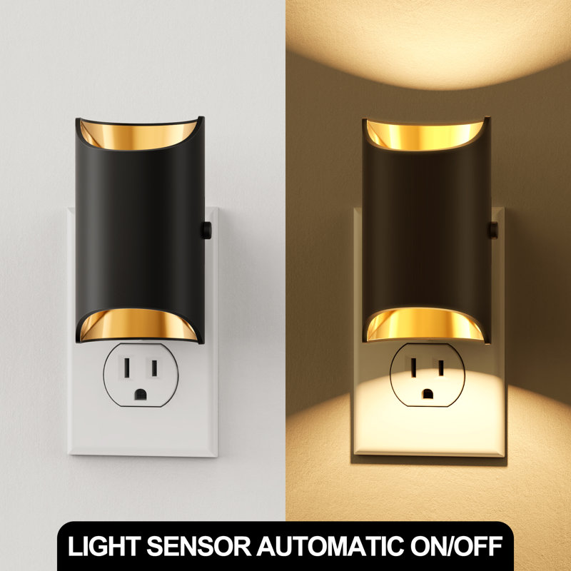 Dimmable Plug Into Wall Sconce, LED Night Light With Brass Finish