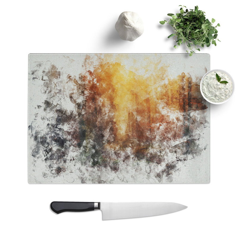 Tempered Glass Forest at Sunset Chopping Board, 20 cm x 28.5 cm