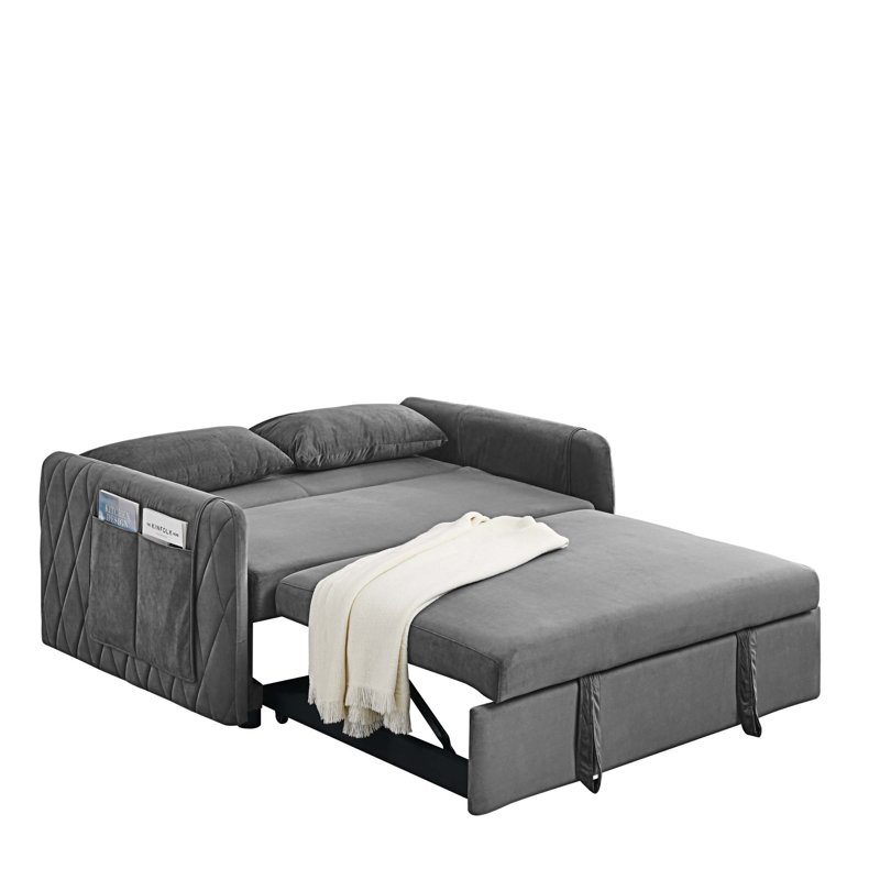 Sharmel 55'' Velvet Sofa, Gray Velvet