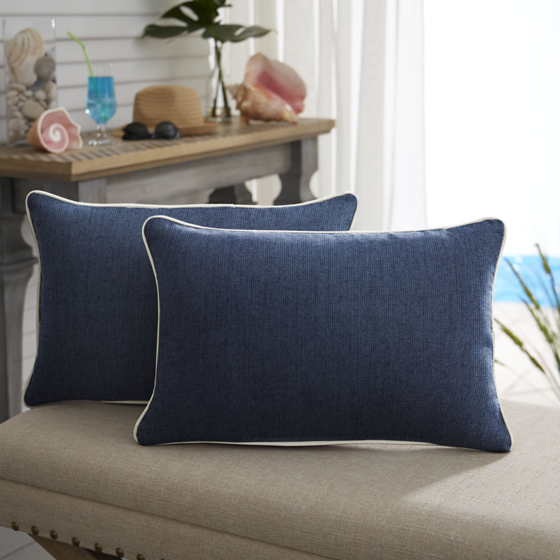 Outdoor Reversible Throw Pillow, Spectrum Indigo/Natural, 13" x 20"