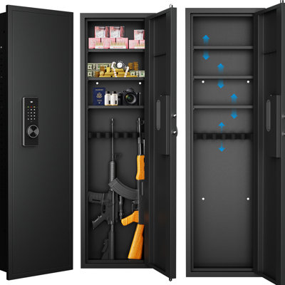 Coffre-fort de 53 po avec fusil de rangement avec espace personnalisé et alarme - écran tactile, entrée, technologie d'écran mural sécurisé, pour