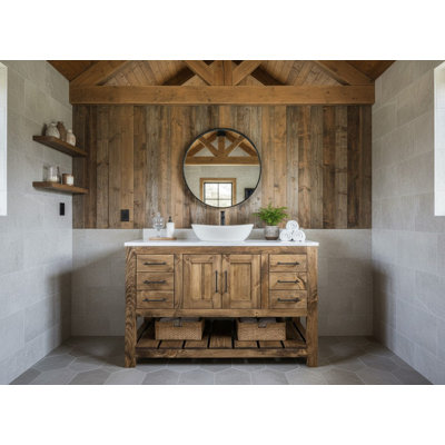 Meuble-lavabo simple en pin blanc Northeastern