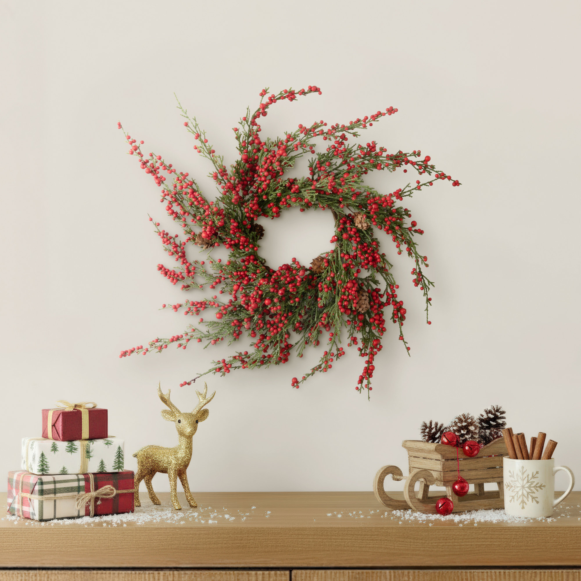 14'' Faux Cedar Wreath