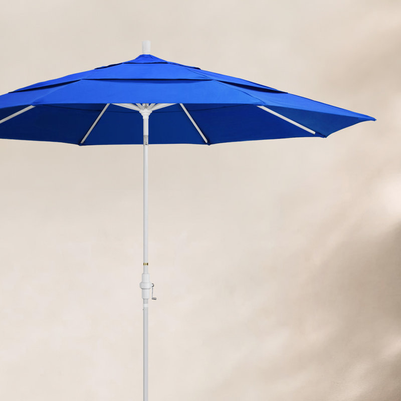 Parasol de marché Broadmeade octogonal Sunbrella, Blanc mat, Toile Sunbrella® bleu pacifique