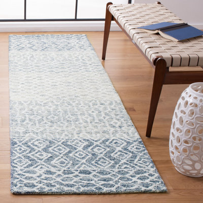 Deveraux Hand Tufted Wool/Viscose/Cotton Southwestern Rug in Ivory/Blue