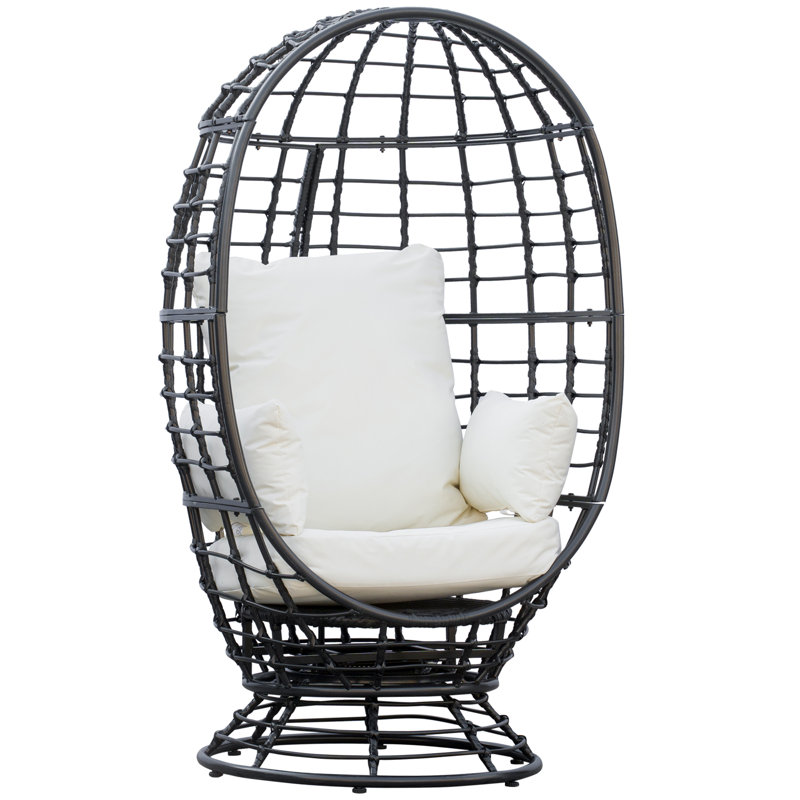 Furnary Swivel Powder Coated Steel Outdoor Lounge Chair with Cushions