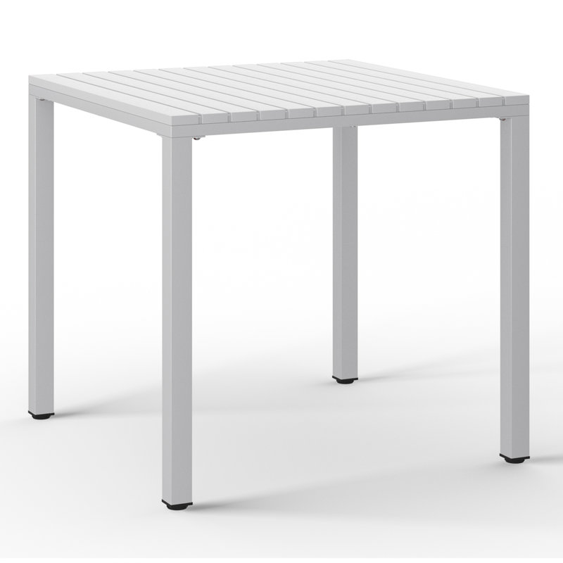 Jackqueline 31.5" Outdoor Square Dining Table With Metal Frame, Gray