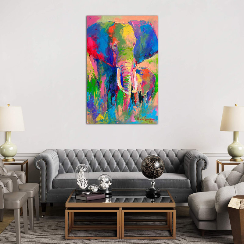 Elephant by Richard Wallich - Painting on Canvas, No Frame, 152.5 cm H x 101.5 cm W x 3.175 cm D