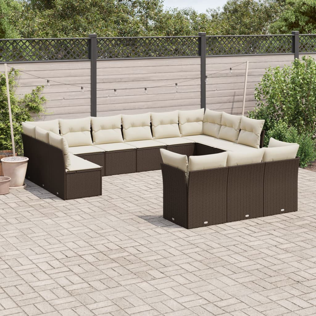 Vidaxl 13-Tlg. Garten-Sofagarnitur aus Polyrattan mit Kissen