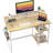 Computer Desk With Full Monitor Stand And Reversible Storage Shelf, 100 Cm, Beige