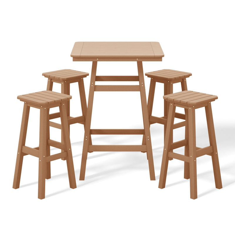 Laguna 5-Piece Square Bar Set, Brown