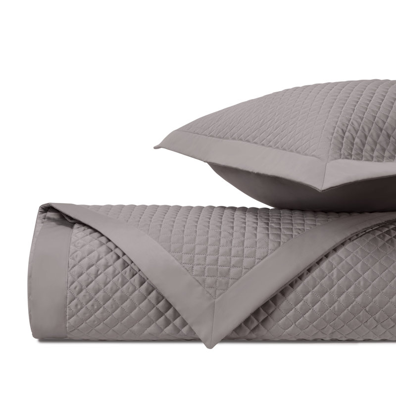 Diamond 100% Cotton Sateen Coverlet Set, Chrome, King Coverlet/Bedspread + 3 Euro Shams