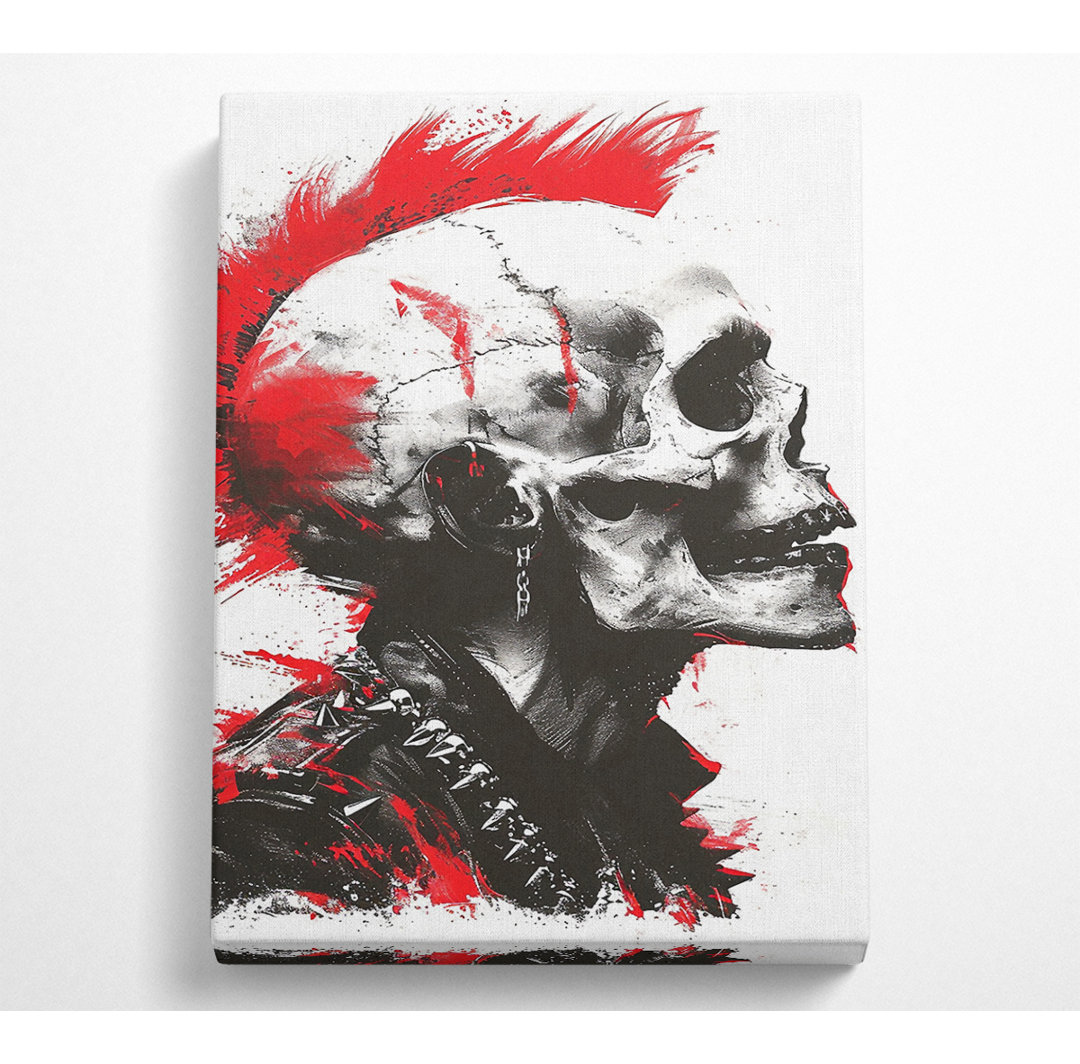 Skull Red Mohawk Punk - Kunstdrucke auf Leinwand