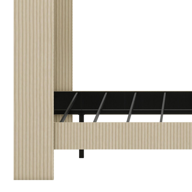 Lit plateforme minimaliste avec station de recharge et structure de cadre robuste, Très grand lit