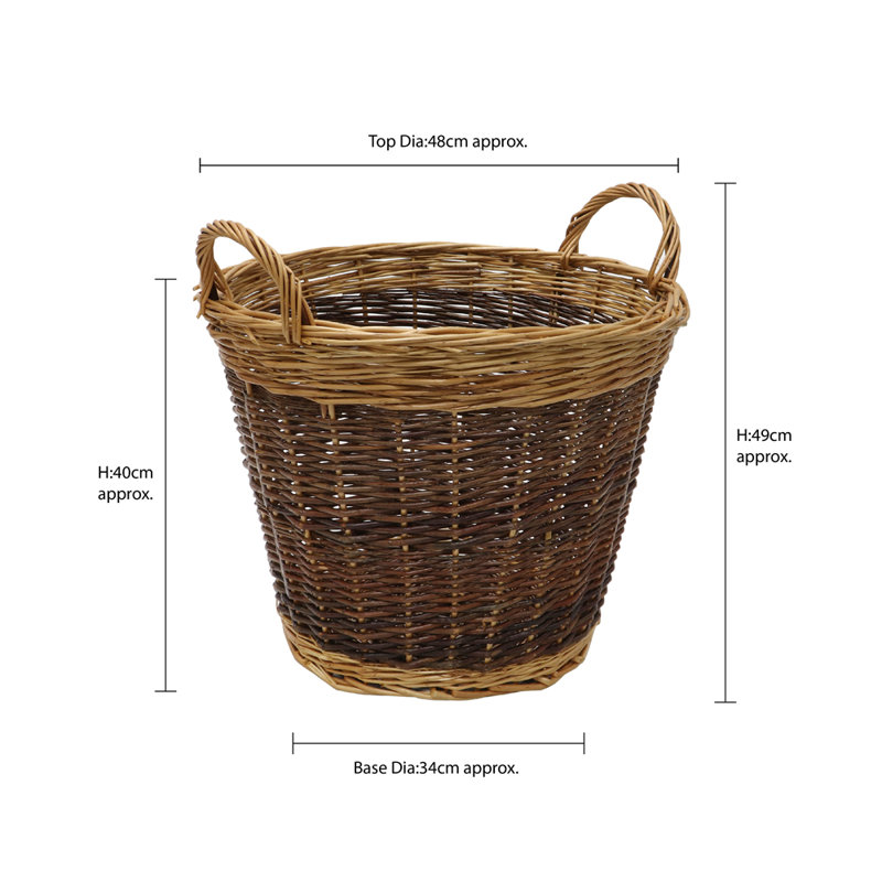 Hand Woven Wicker Laundry Basket with Handles, Medium (48 cm x 48 cm x 48 cm)