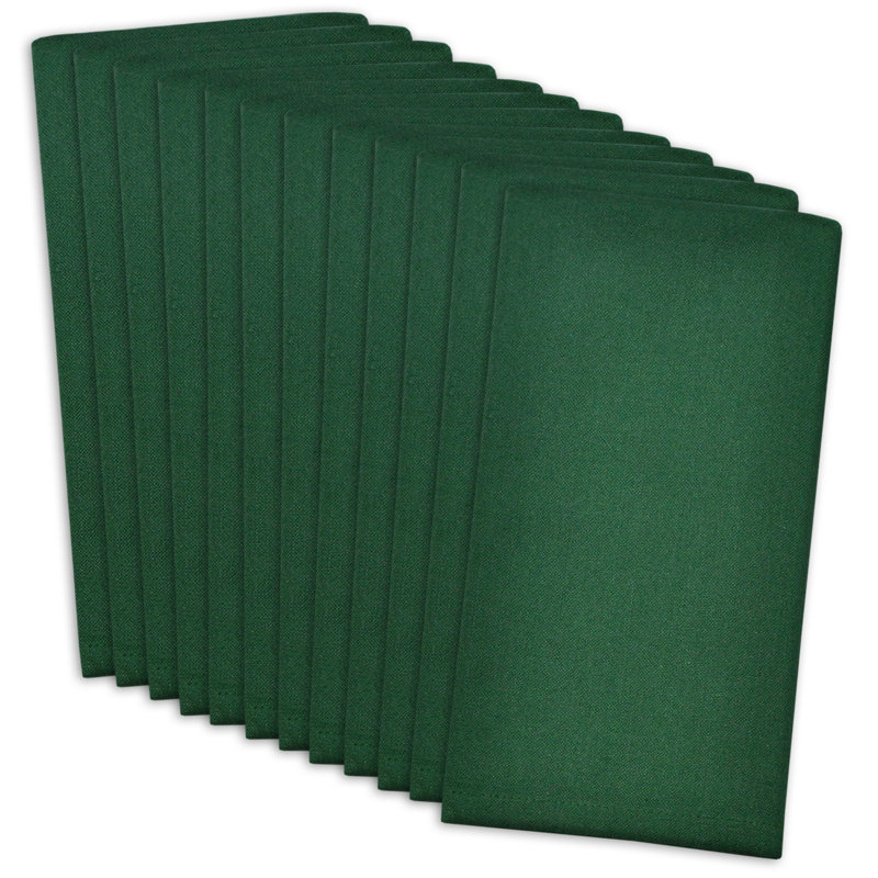 Aurora Buffet 12 Piece Cotton Napkin Set, Dark Green