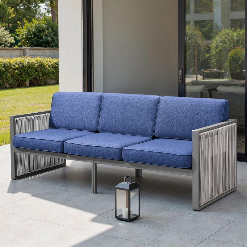 Canapé d'extérieur 78 po avec coussins Sunbrella® Trinie, Bleu