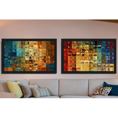 "Modern Tile Art" sur toile n ° 11, 2009 - Ensemble de 2 reproductions d'art sur toile encadrées