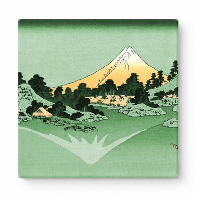 «The Reflection of Mount Fuji in Lake Misaka» (vers 1830 - 1832) - art mural carré sur toile