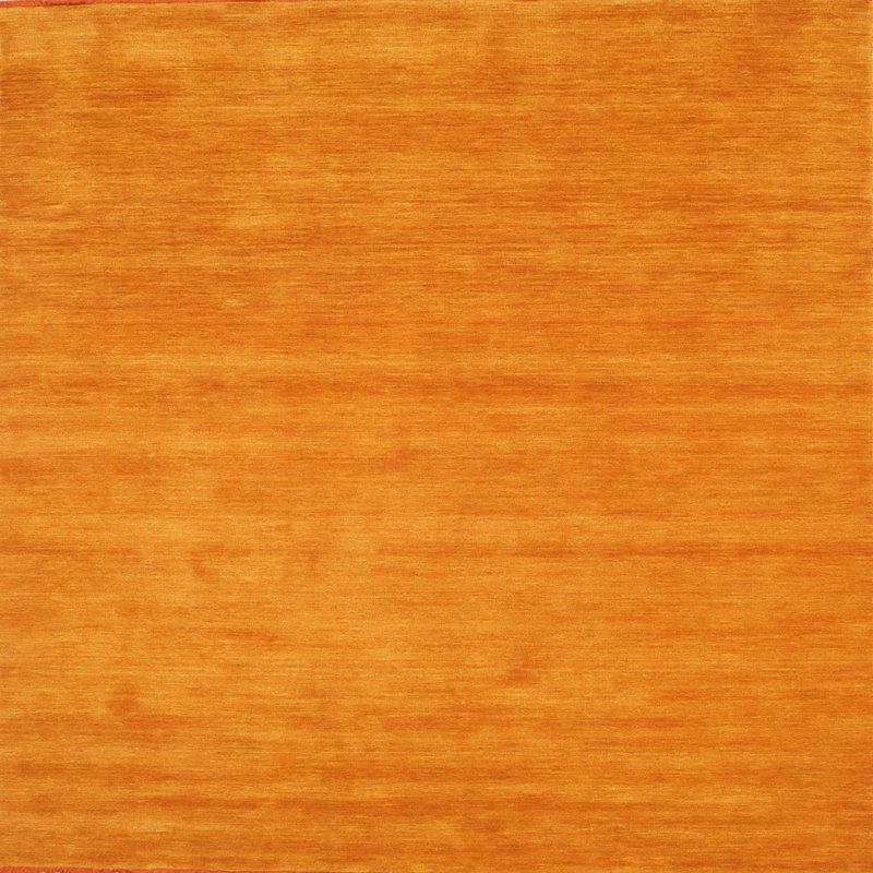 Tapis de zone orange contemporaine, Carré 7 pi