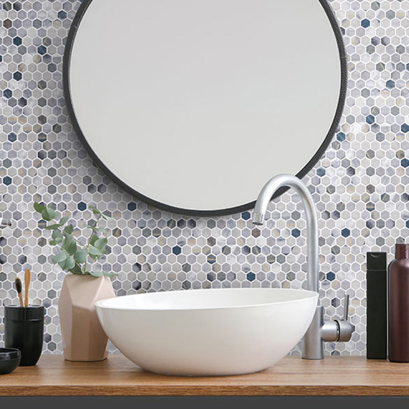 Spectrum Vibrant Hexagon Recycled Glass Mosaic Tile, Nora