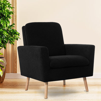 Chaises d'appoint style Mid-Century en molleton doux pour le salon, la chambre à coucher et les pieds en chêne