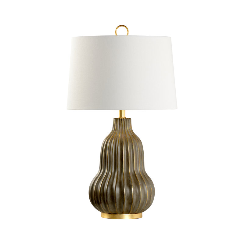 Oliver Table Lamp, Aged Gray Glaze/Antique Gold Leaf