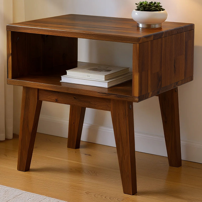 Table de chevet Acacia Jhasir, Chocolat