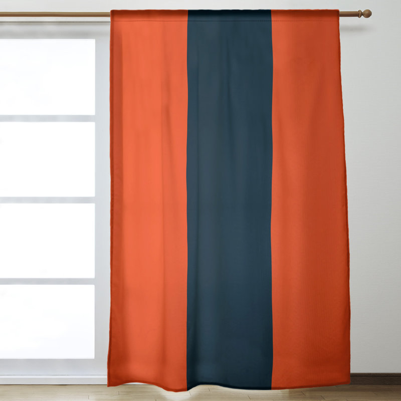 Panneau de rideau simple obscurcissant avec passe-tringle Stripes, St. Louis Hockey Orange/Navy