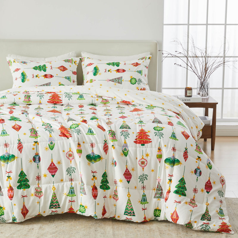 Microfiber Comforter Set with Shams, Twin Comforter + 1 Standard Sham, Twinkling Ornaments